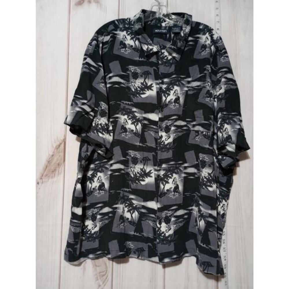 Puritan Shirt Mens 3XL Hawaiian Hula Girl Print Rayon Button Up Casual
